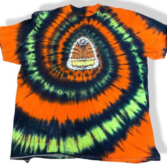 handmade tie dyed unisex tshirt candy corn halloween 3XL - Picture 1 of 6